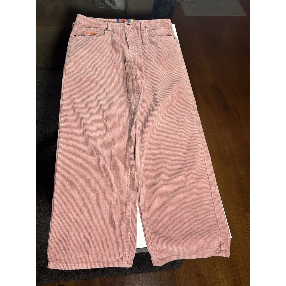 Empyre Relax Corduroy Pants Peach‎ Pink Embroidered Y2K Retro Skater Adult 33x29